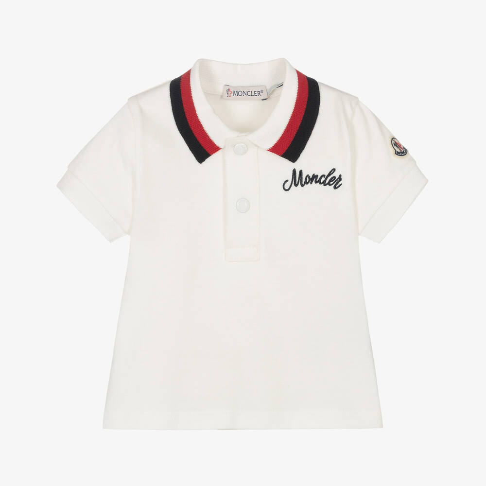 Baby Boys White Cotton Polo Shirt