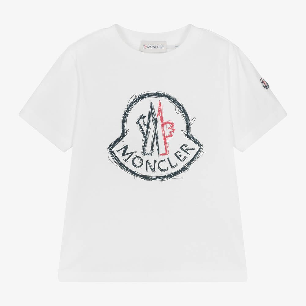 Boys White Logo Cotton T-Shirt