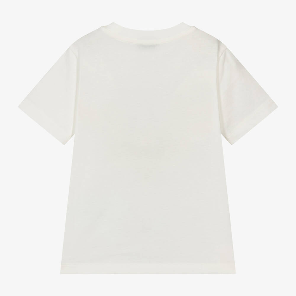 Boys White Logo Cotton T-Shirt