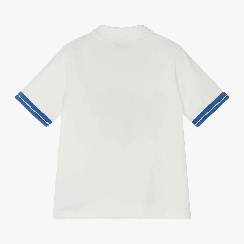 Boys White Cotton Polo Shirt