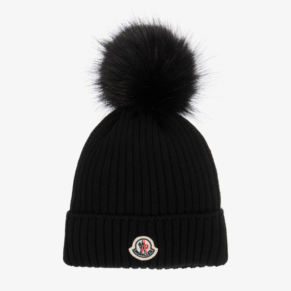 Boys & Girls Black Knit Wool Hat
