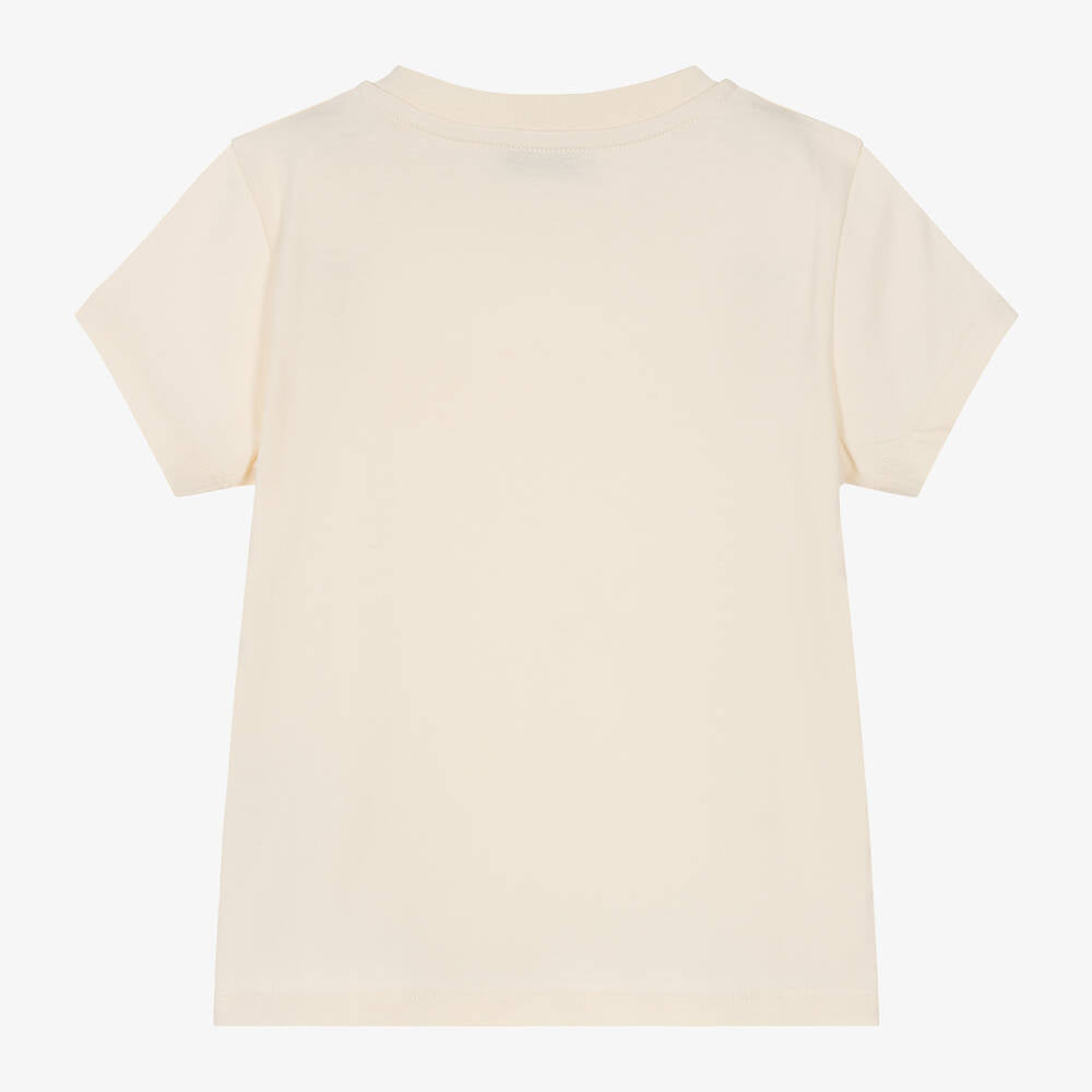 Girls White Logo Cotton T-Shirt