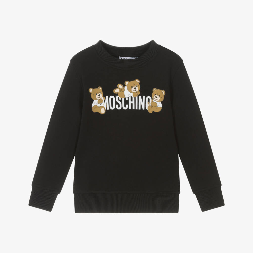 Boys & Girls Black Printed Cotton Sweatshirt