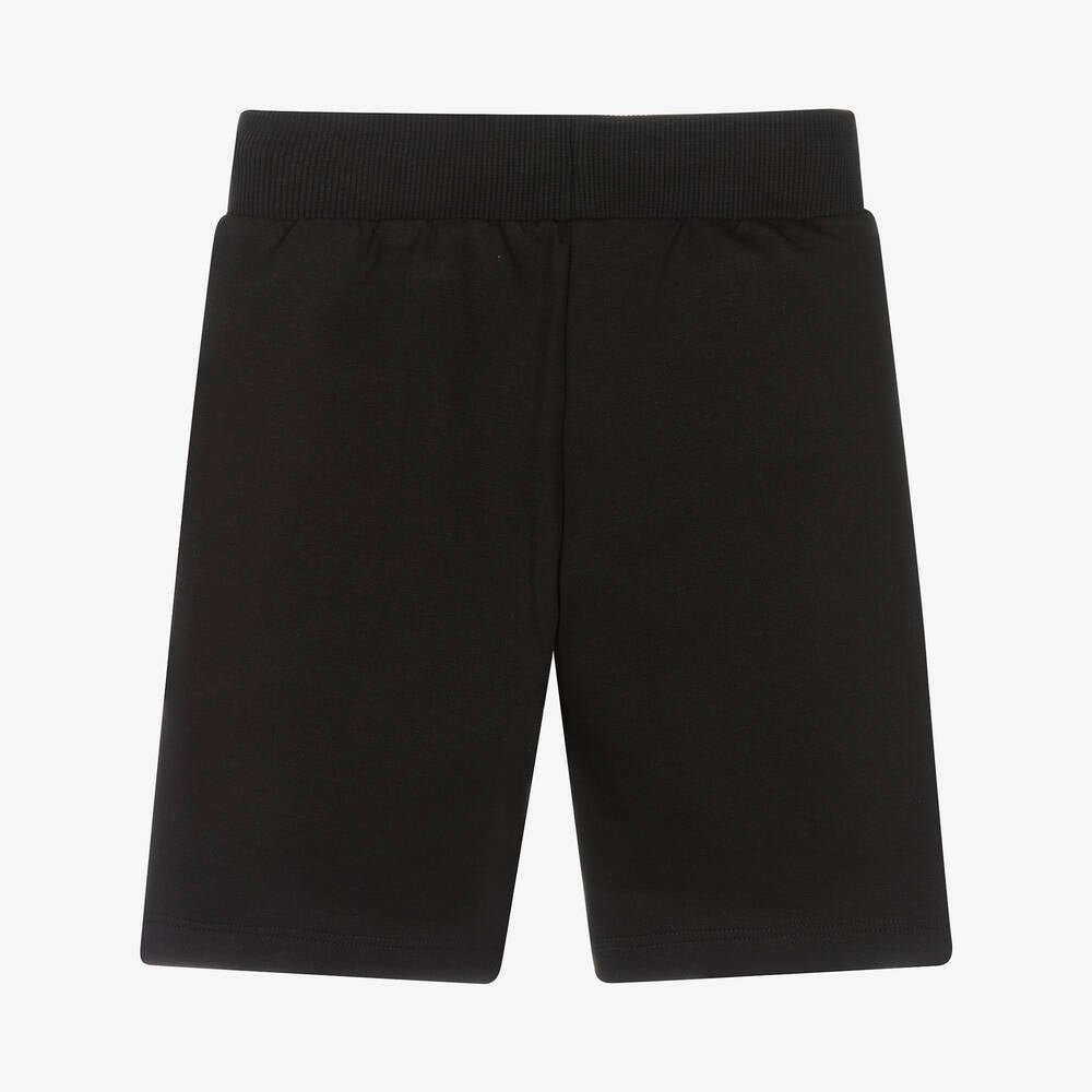 Boys Black Logo Cotton Shorts