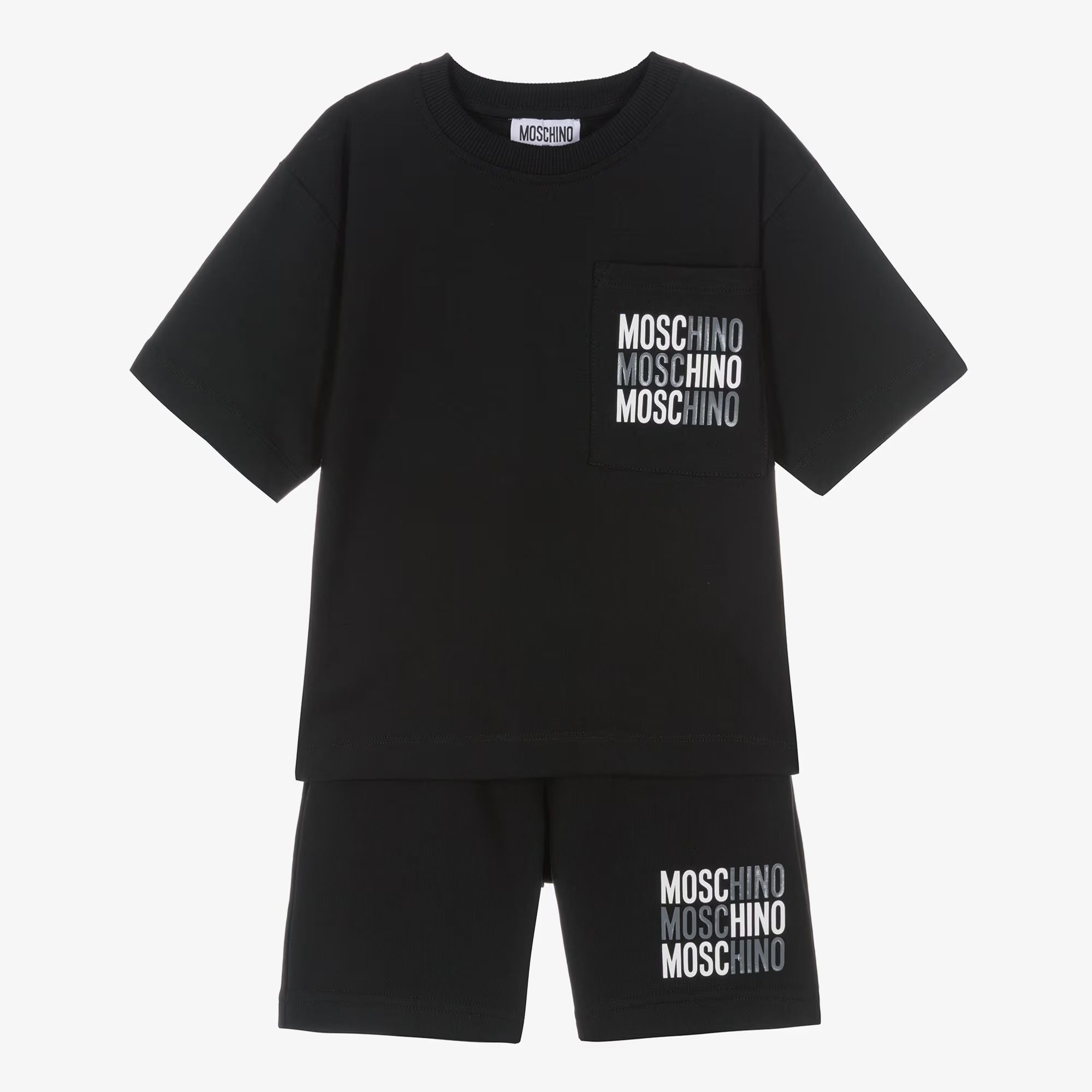 Boys Black Logo Cotton Set