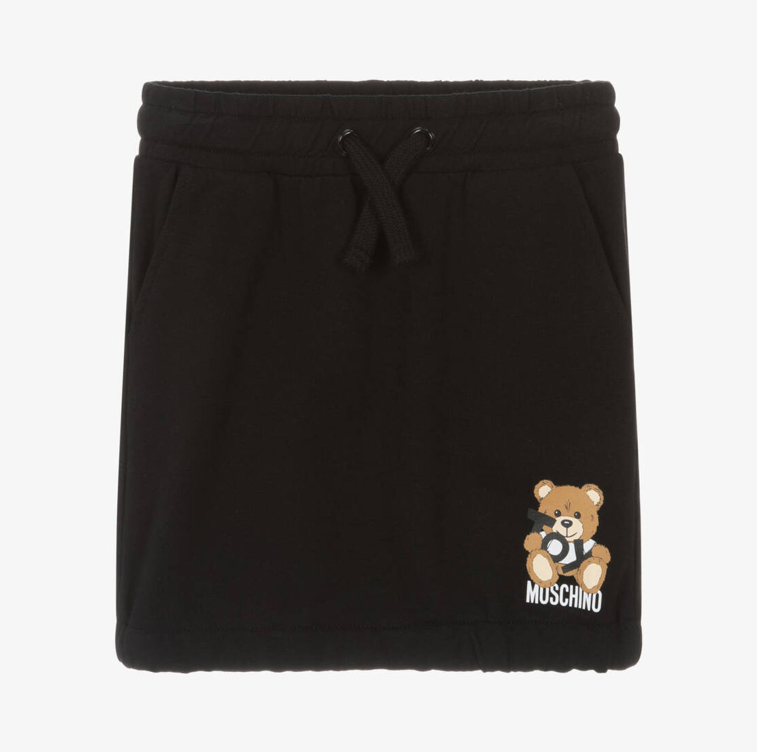 Girls Black Printed Cotton Skirt