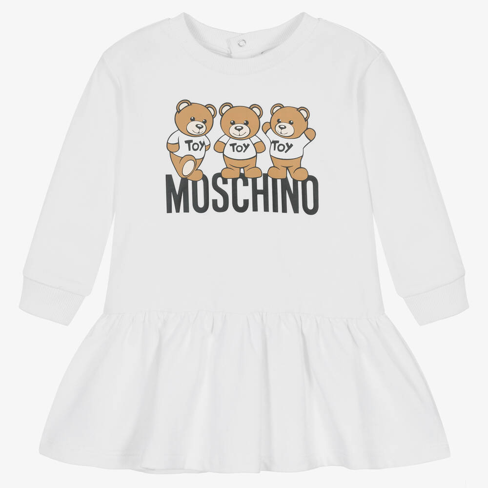 Baby Girls White Printed Cotton Dress