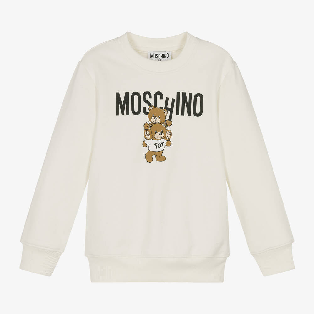 Boys & Girls White Printed Cotton Sweatshirt