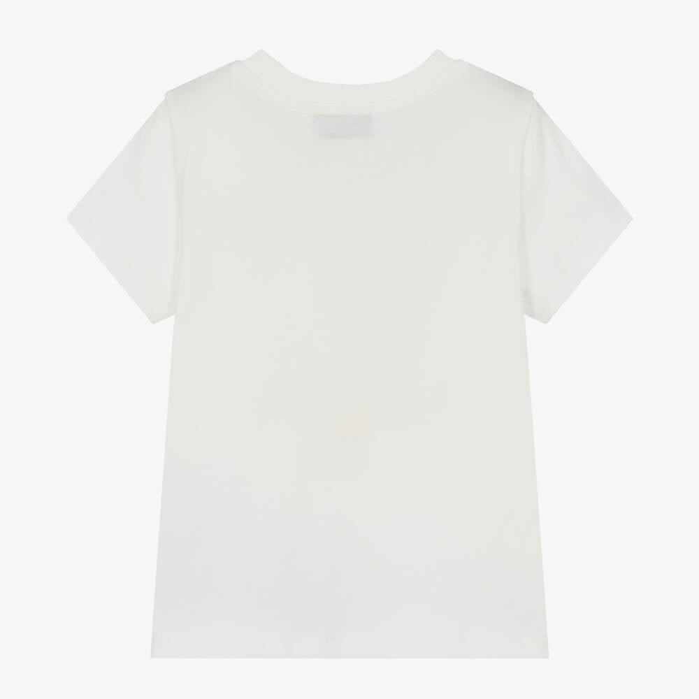 Boys & Girls White Teddy Bear Cotton T-Shirt