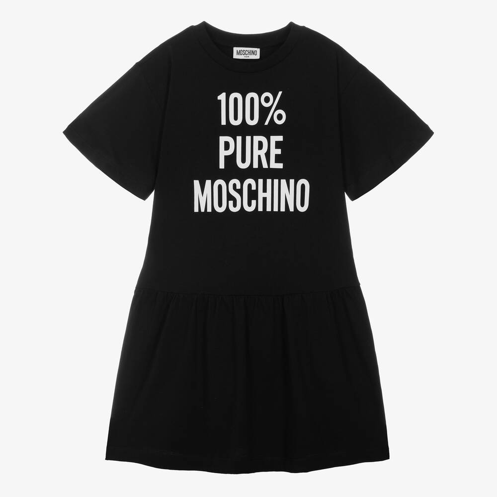 Girls Black Logo Cotton Dress