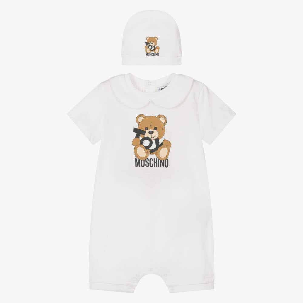 Baby Boys & Girls White Printed Cotton Babysuit Gift Set(2 Pack)