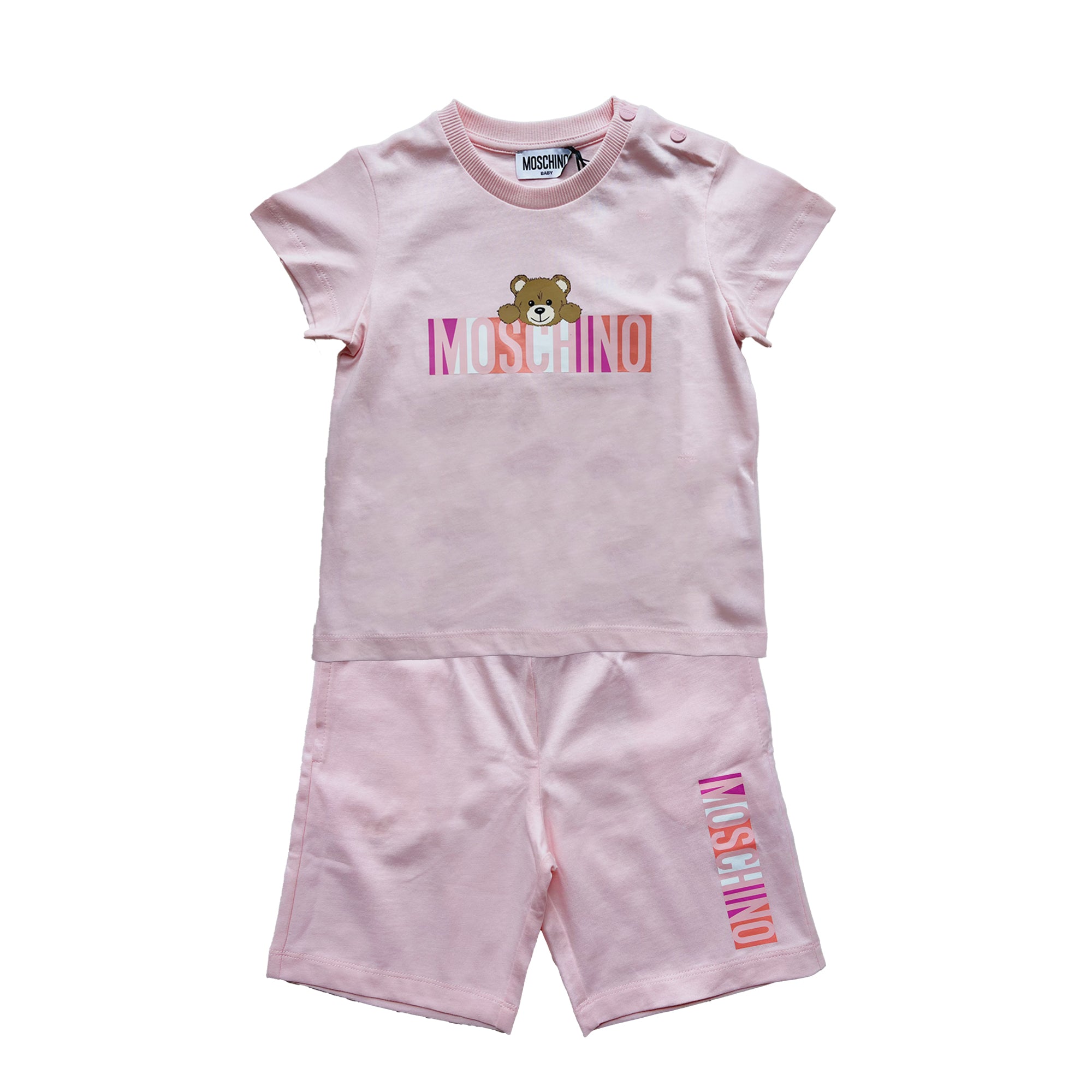 Baby Girls Pink Logo Cotton Set