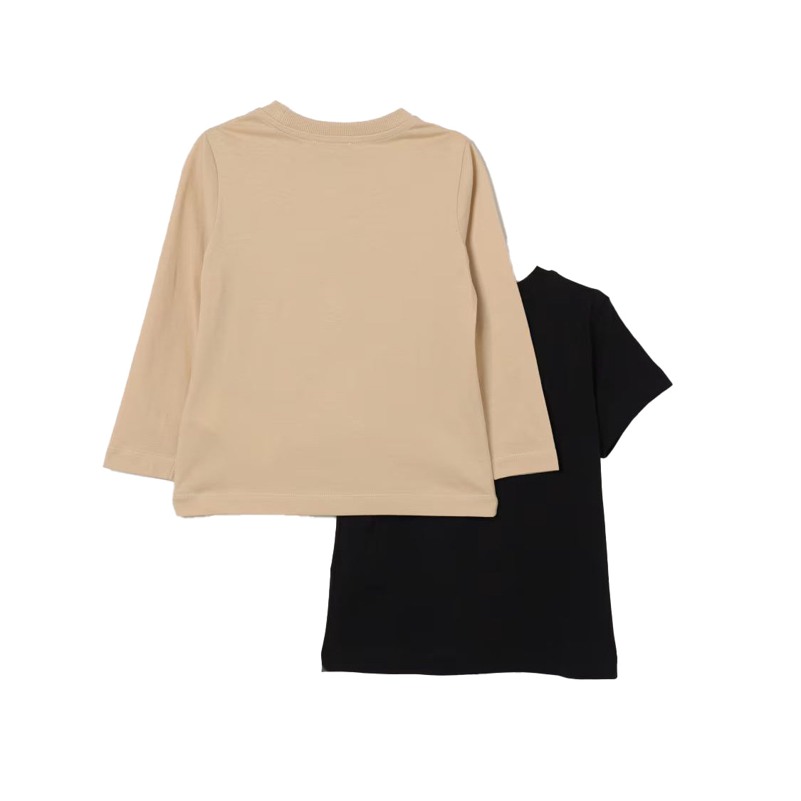 Boys & Girls Beige & Black Cotton T-Shirt Set