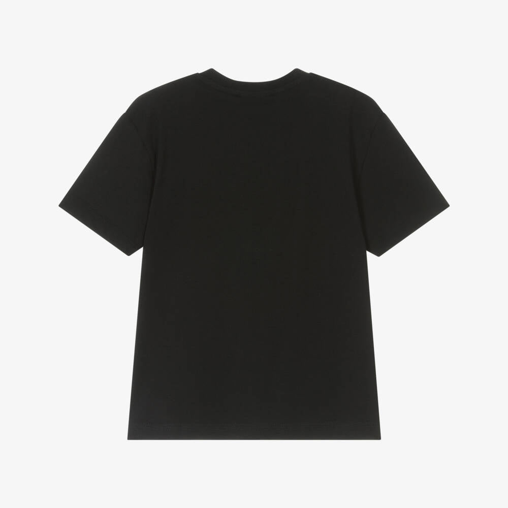 Boys Black Logo Cotton T-Shirt