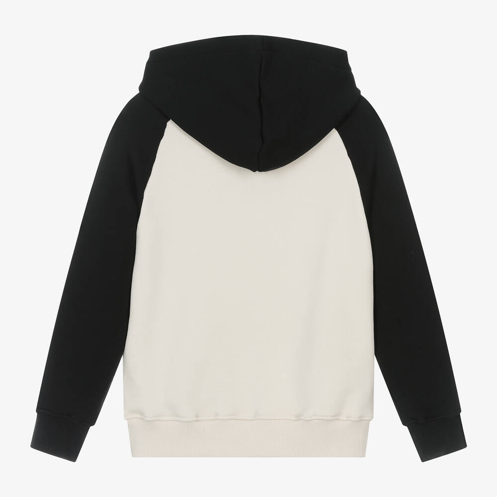 Boys & Girls Black Hooded Cotton Sweatshirt