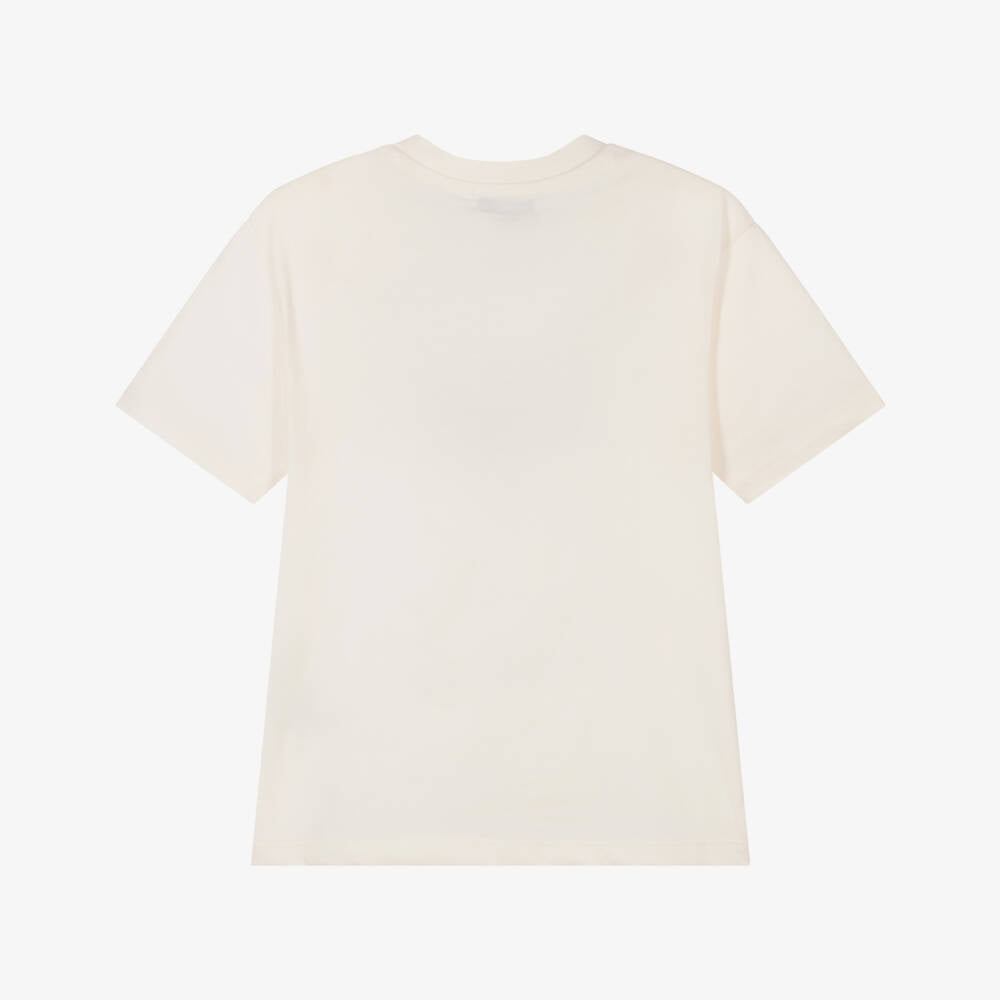 Boys Cream Logo Cotton T-Shirt