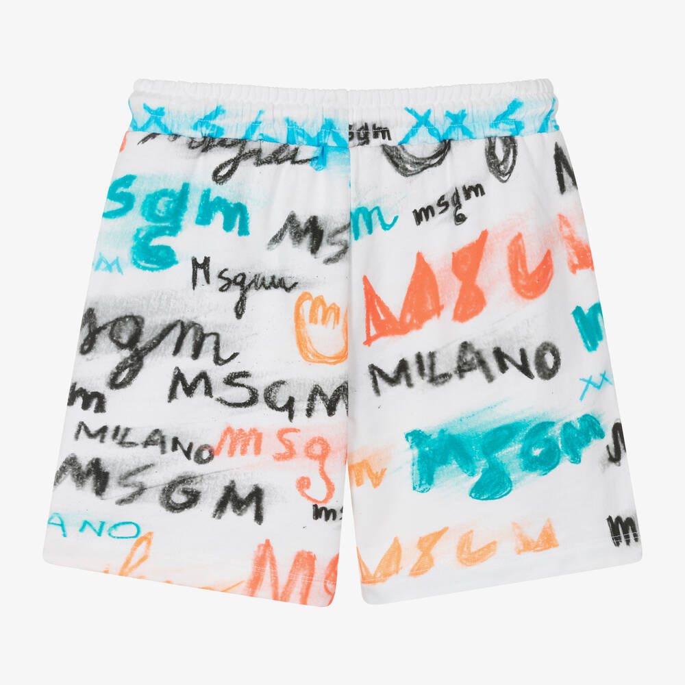 Boys White Logo Cotton Shorts