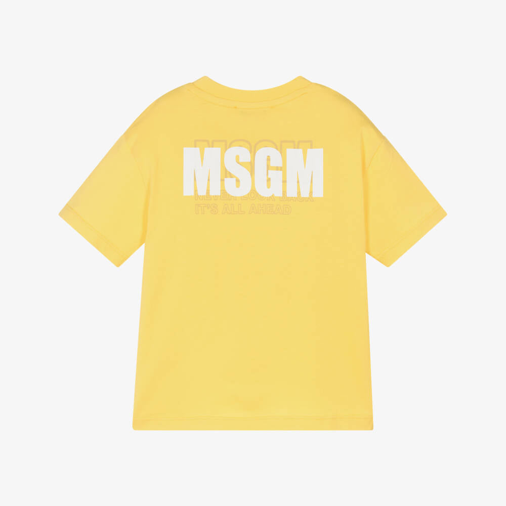 Boys & Girls Yellow Logo Cotton T-Shirt