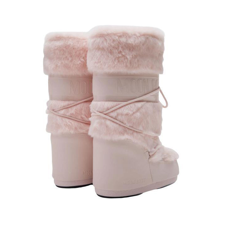 Women Dusty Pink "ICON" Faux Fur Boots