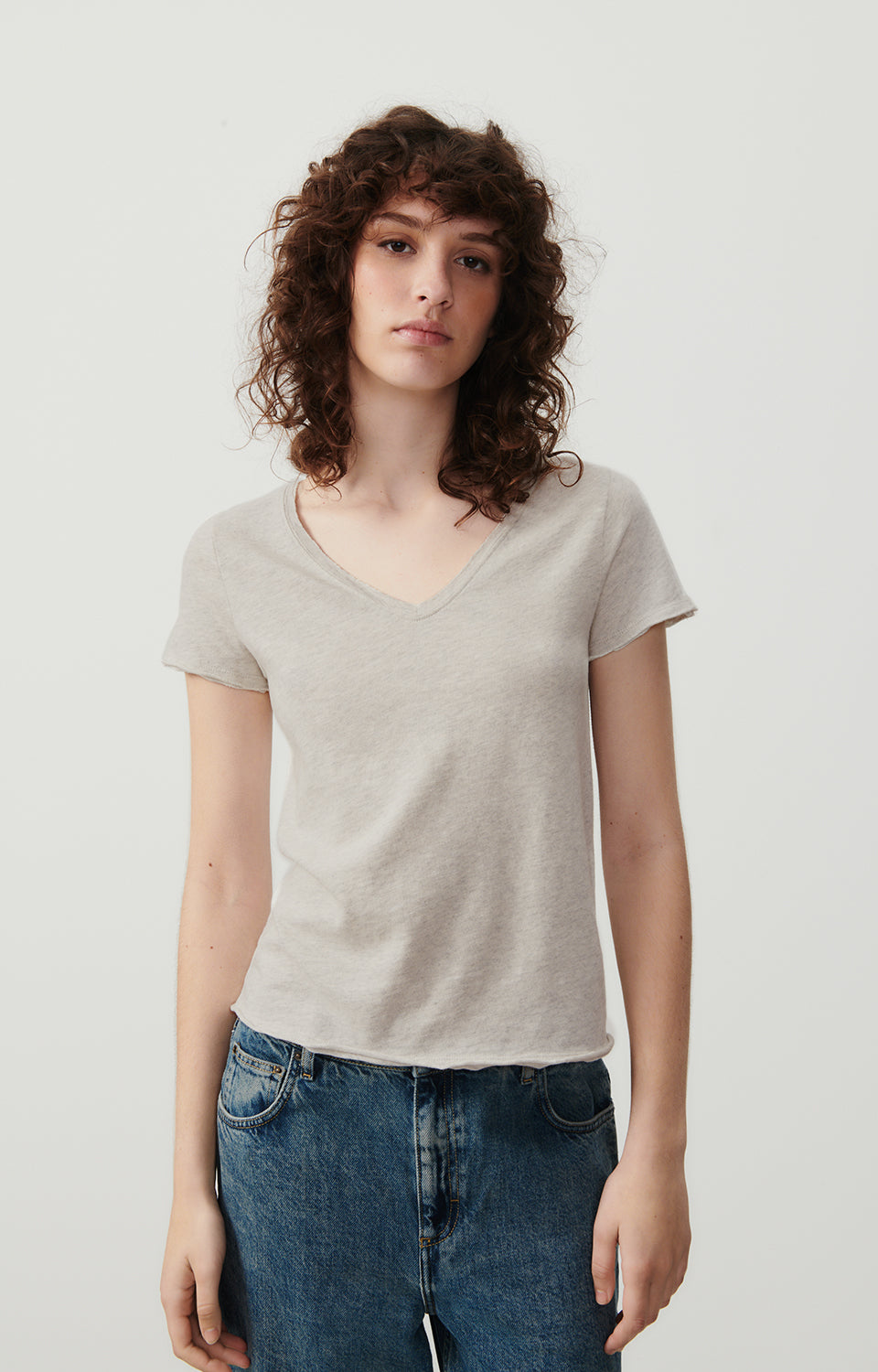 Women Beige Cotton T-Shirt