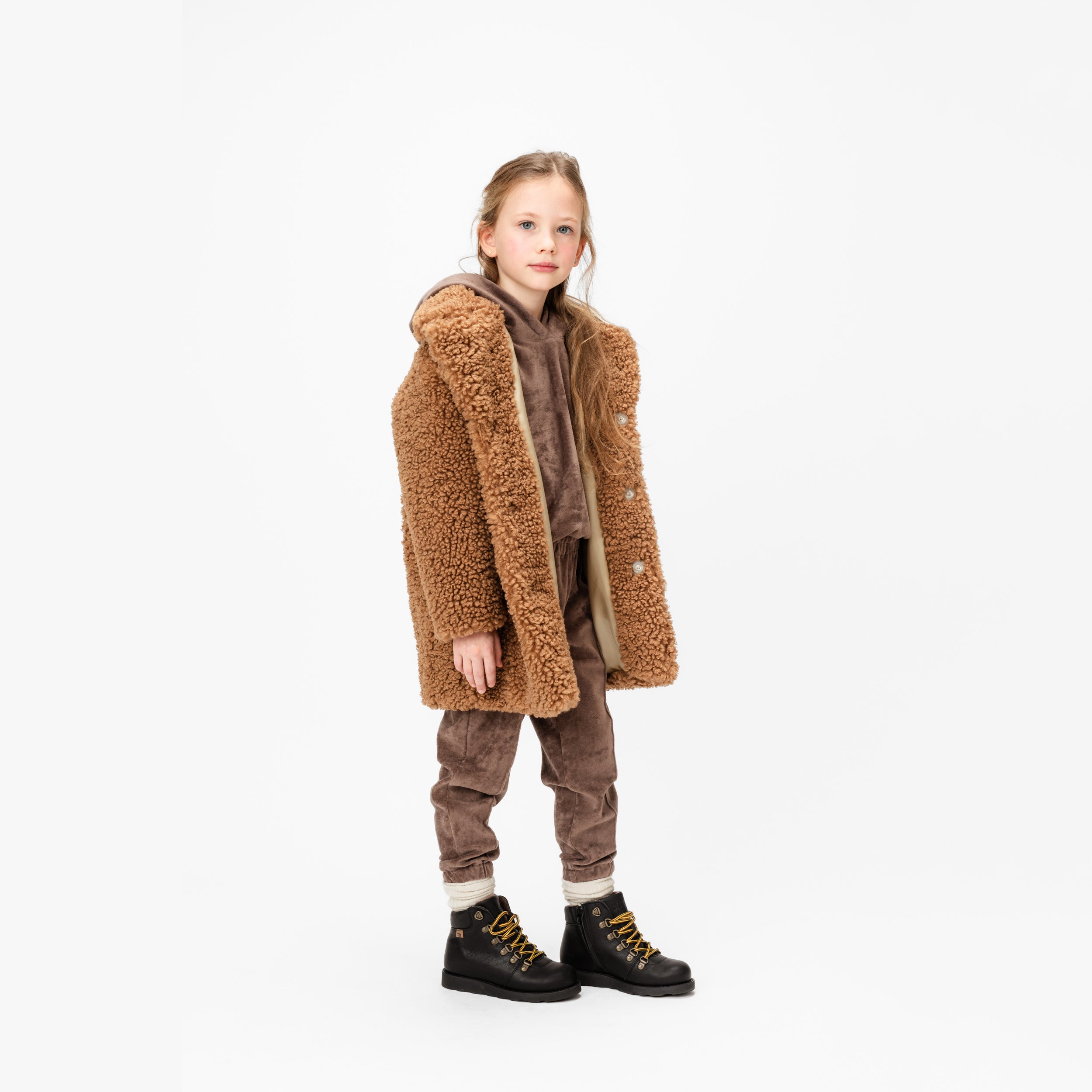 Boys & Girls Brown Plush Coat