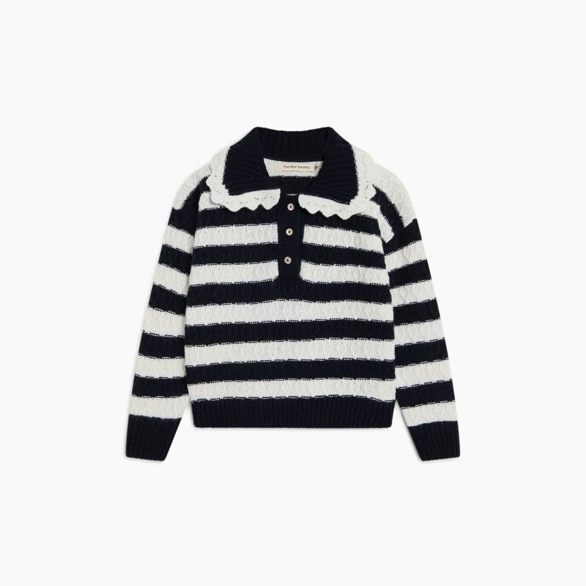 Girls Black Stripes Knit Sweater