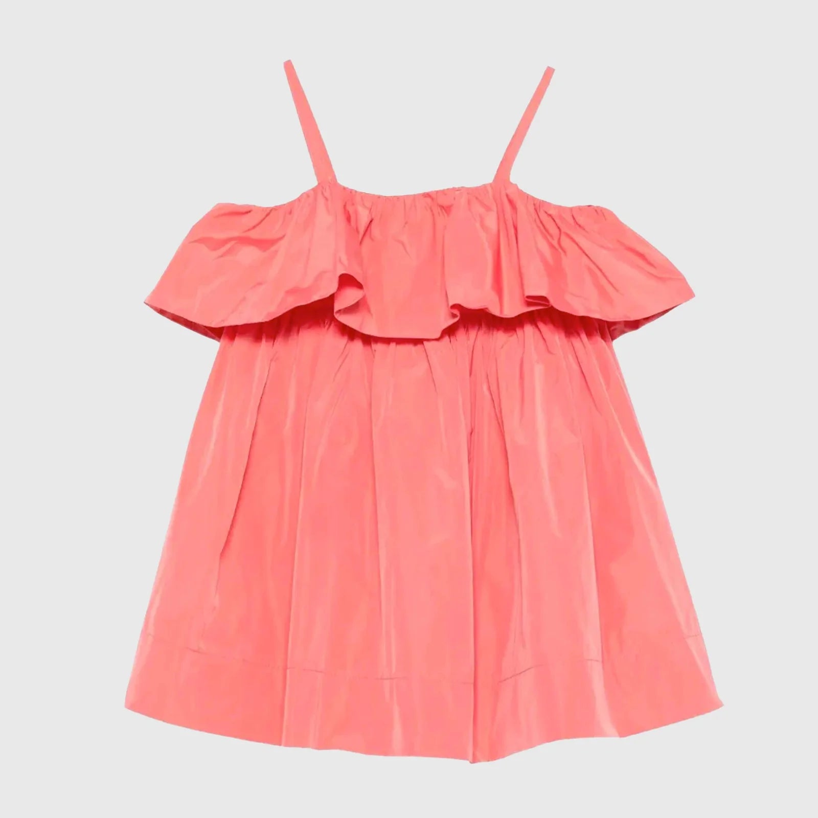 Girls Red Ruffled Strap Dress