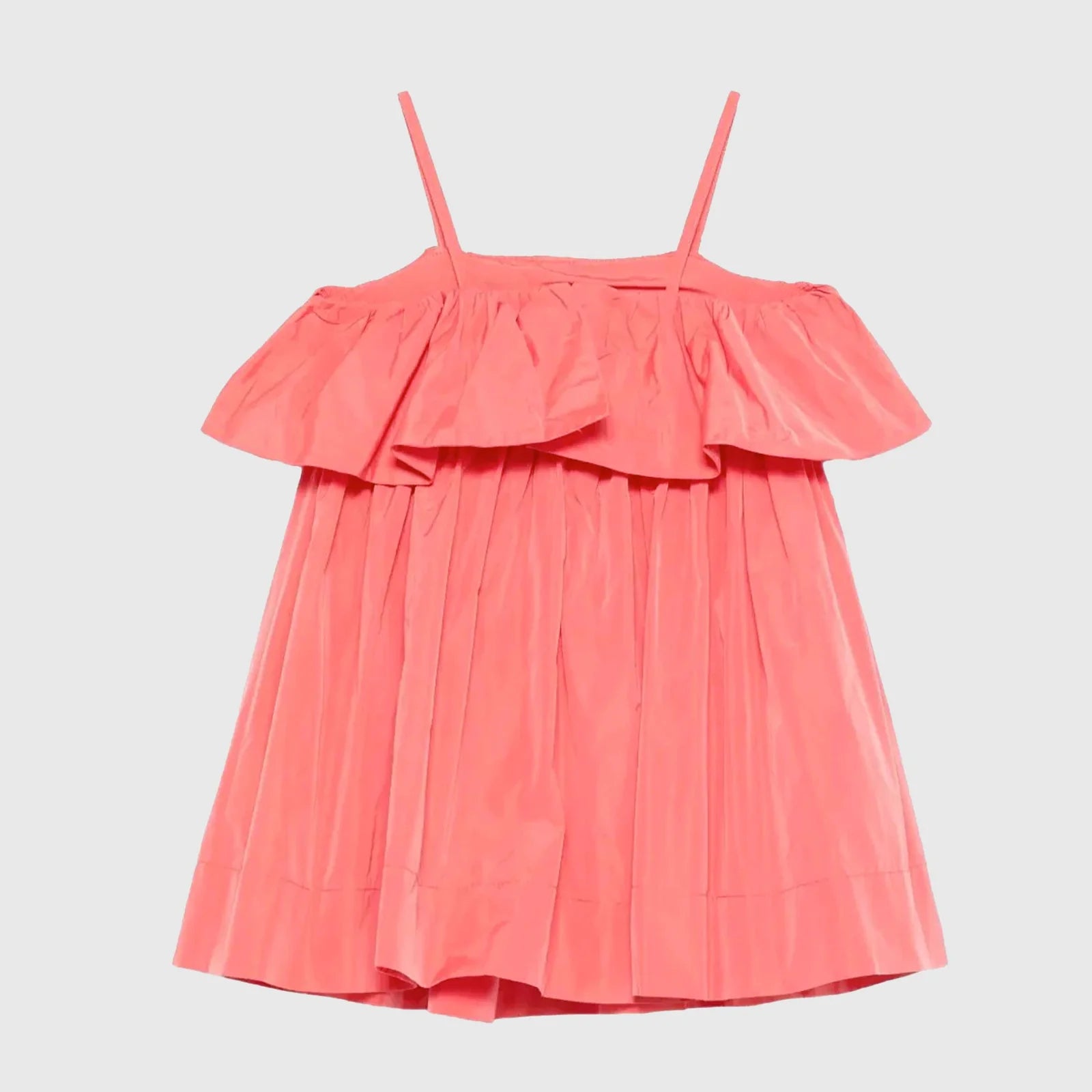 Girls Red Ruffled Strap Dress