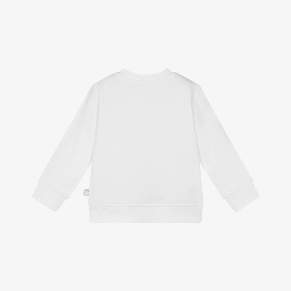 Baby Boys & Girls White Logo Cotton Sweatshirt