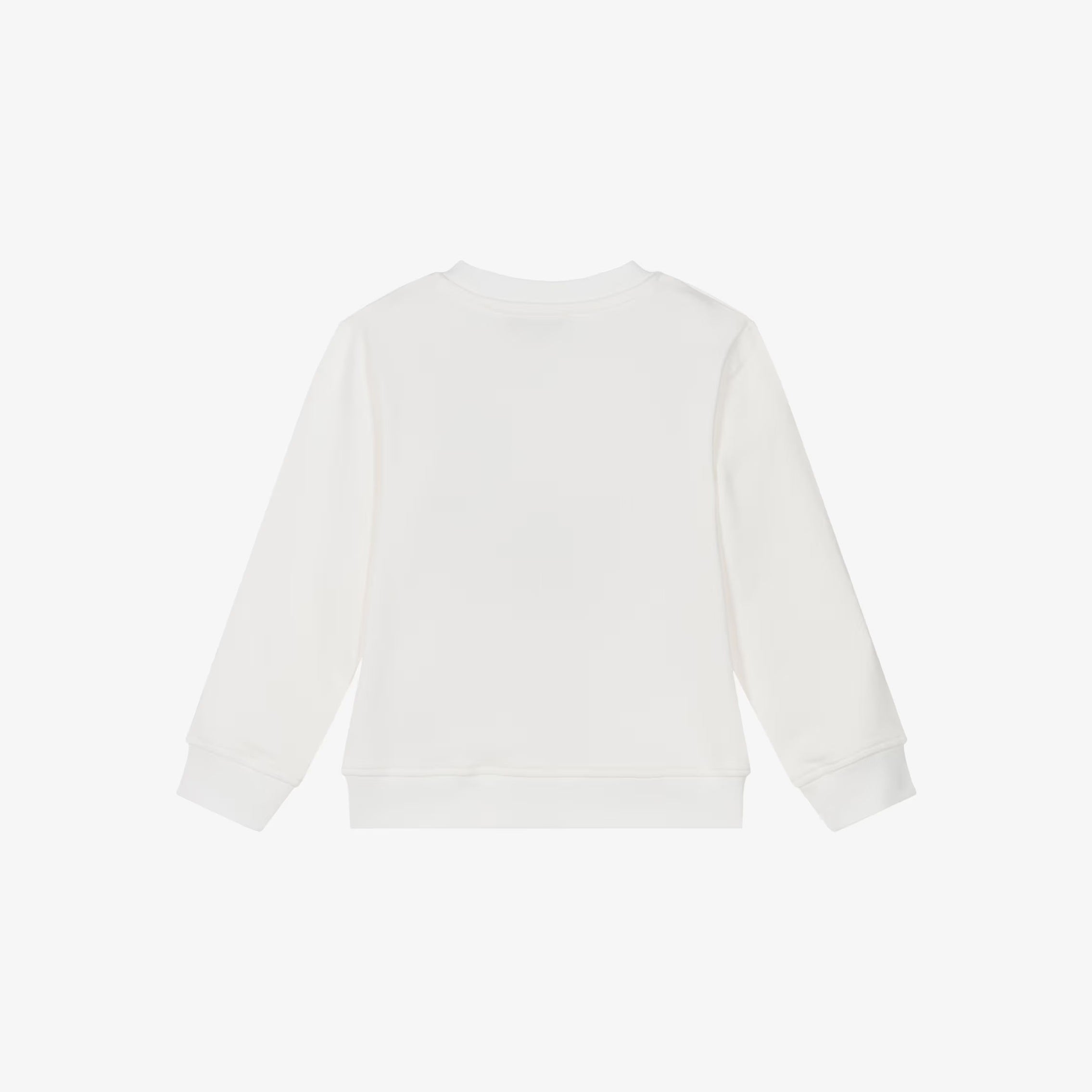 Girls White Embroidered Floral Logo Cotton Sweatshirt