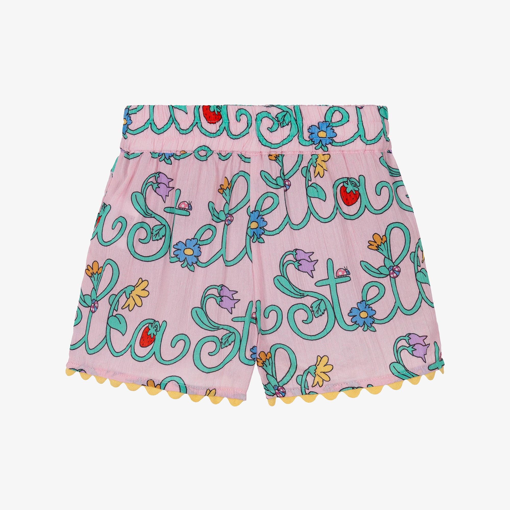 Girls Pink Printed Cotton Shorts