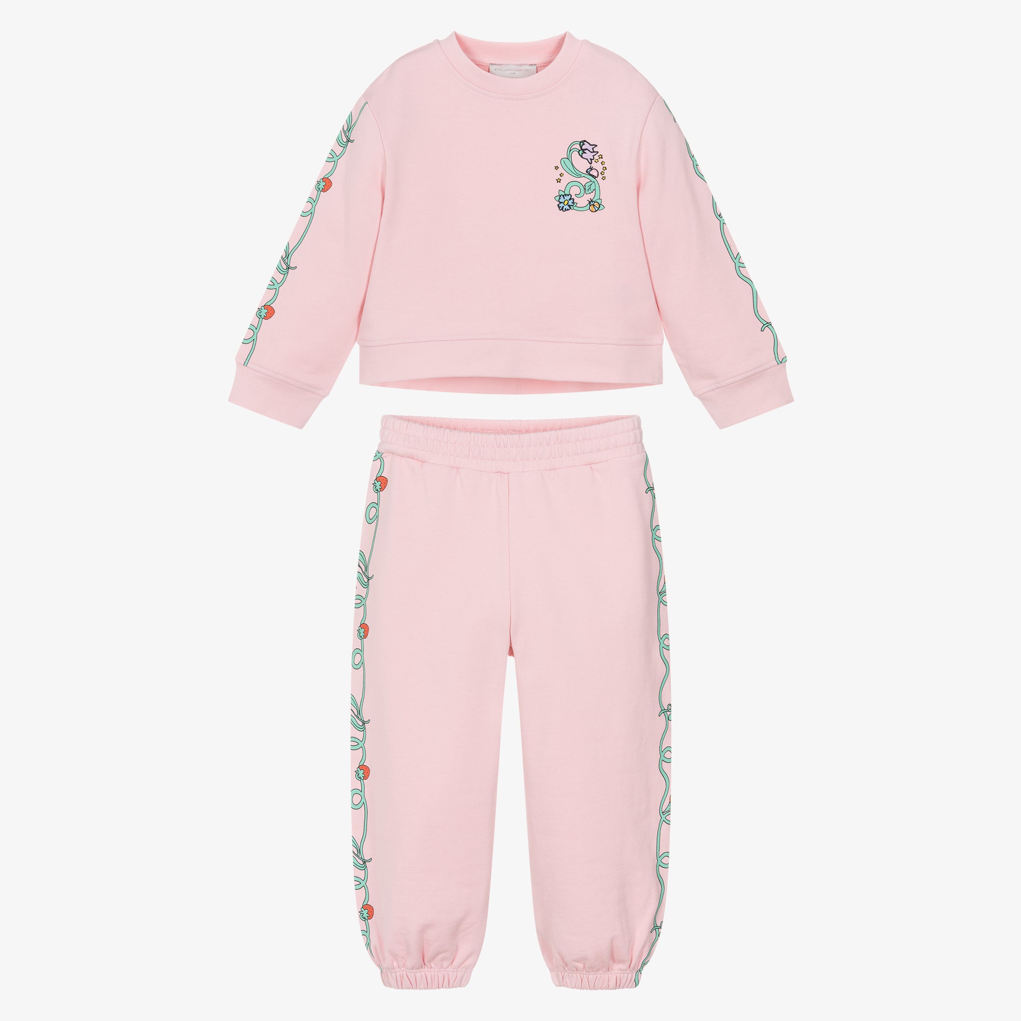 Girls Pink Printed Cotton Set