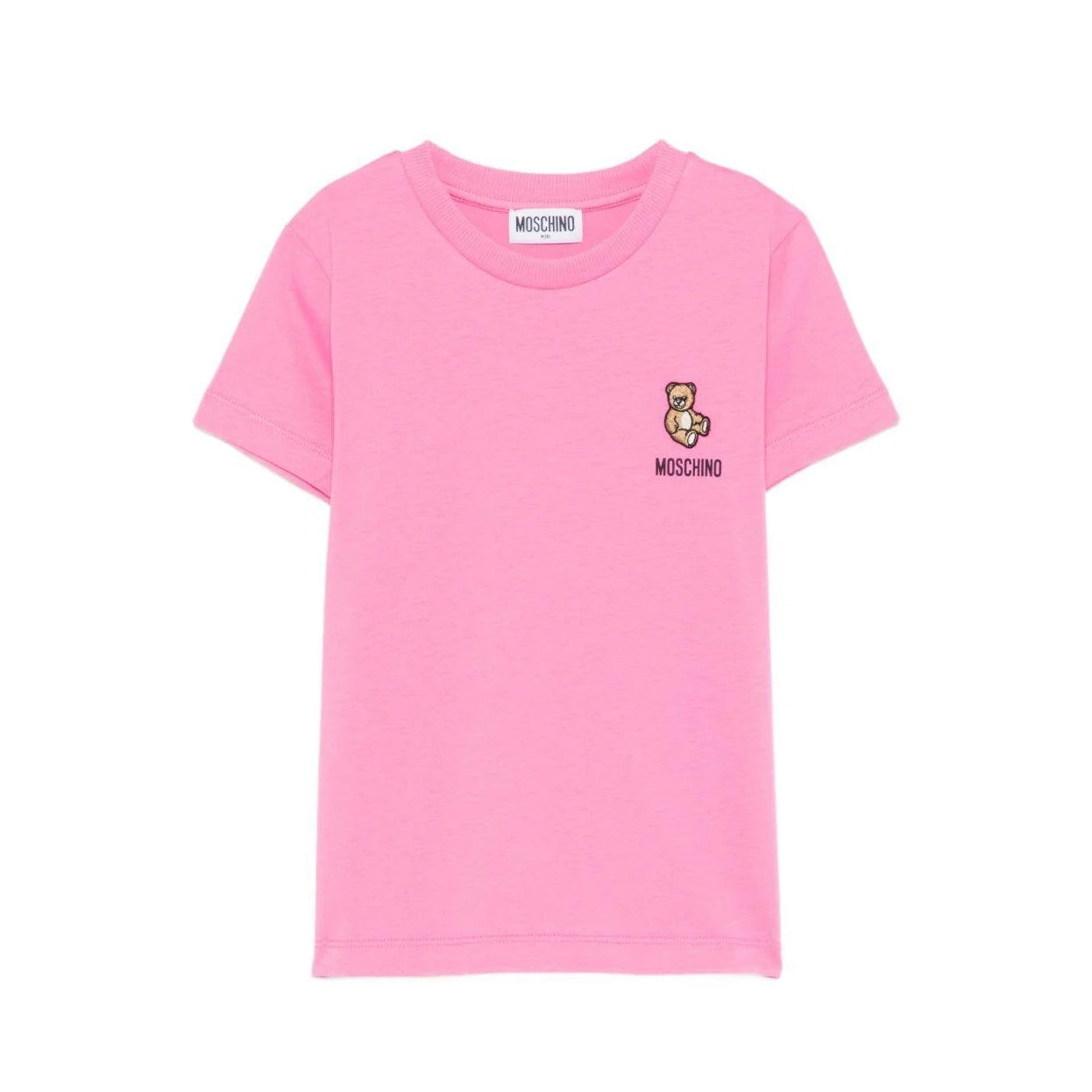 Girls Pink Embroidered Bear Cotton T-Shirt