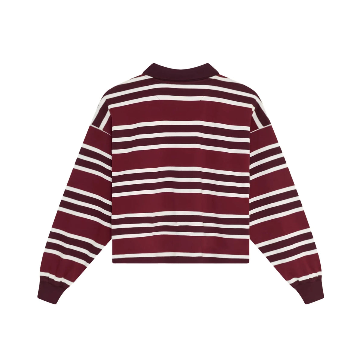 Girls Wine Red Stripes Cotton Polo Shirt