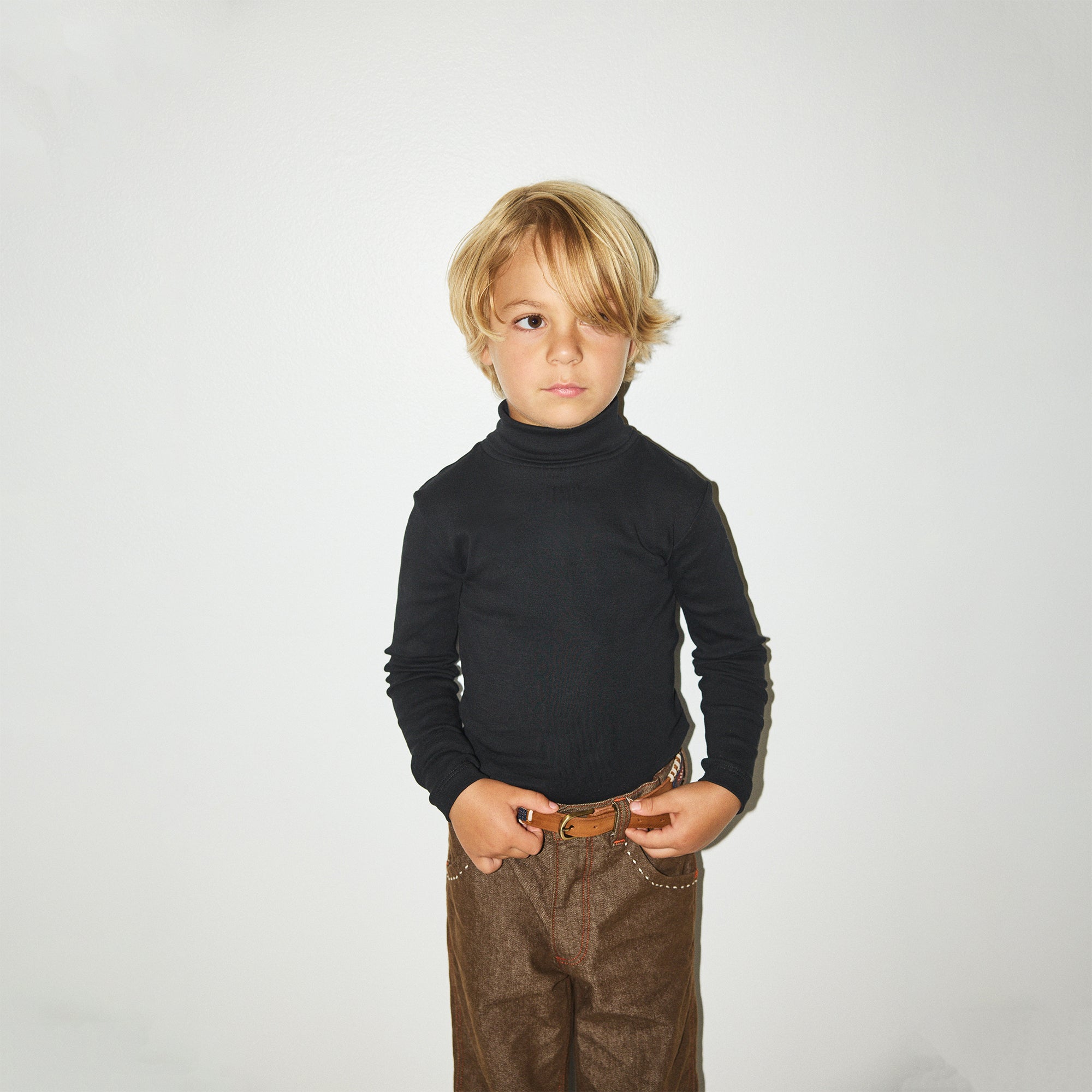 Boys & Girls Black Cotton Turtleneck