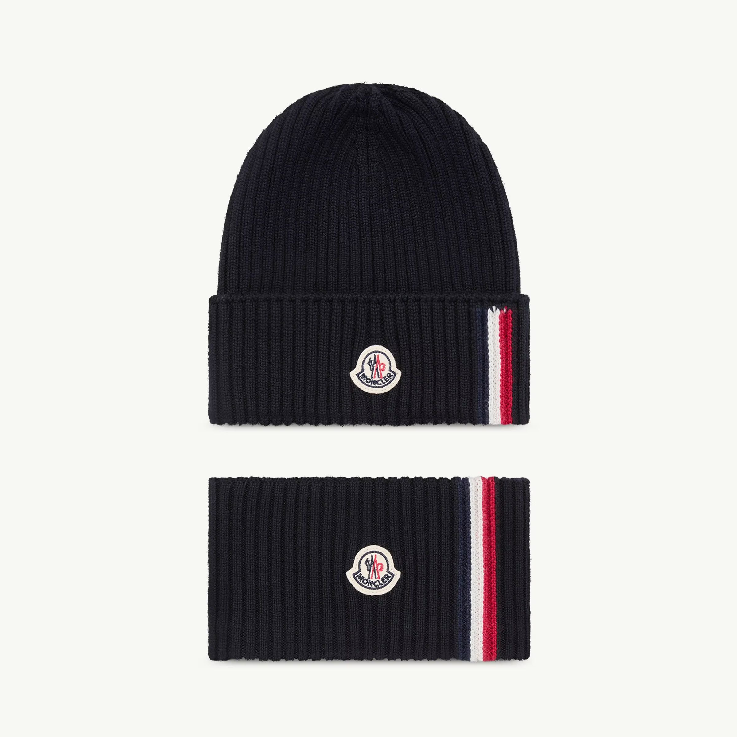 Ensemble bonnet et écharpe en laine tricotée bleu marine pour garçons