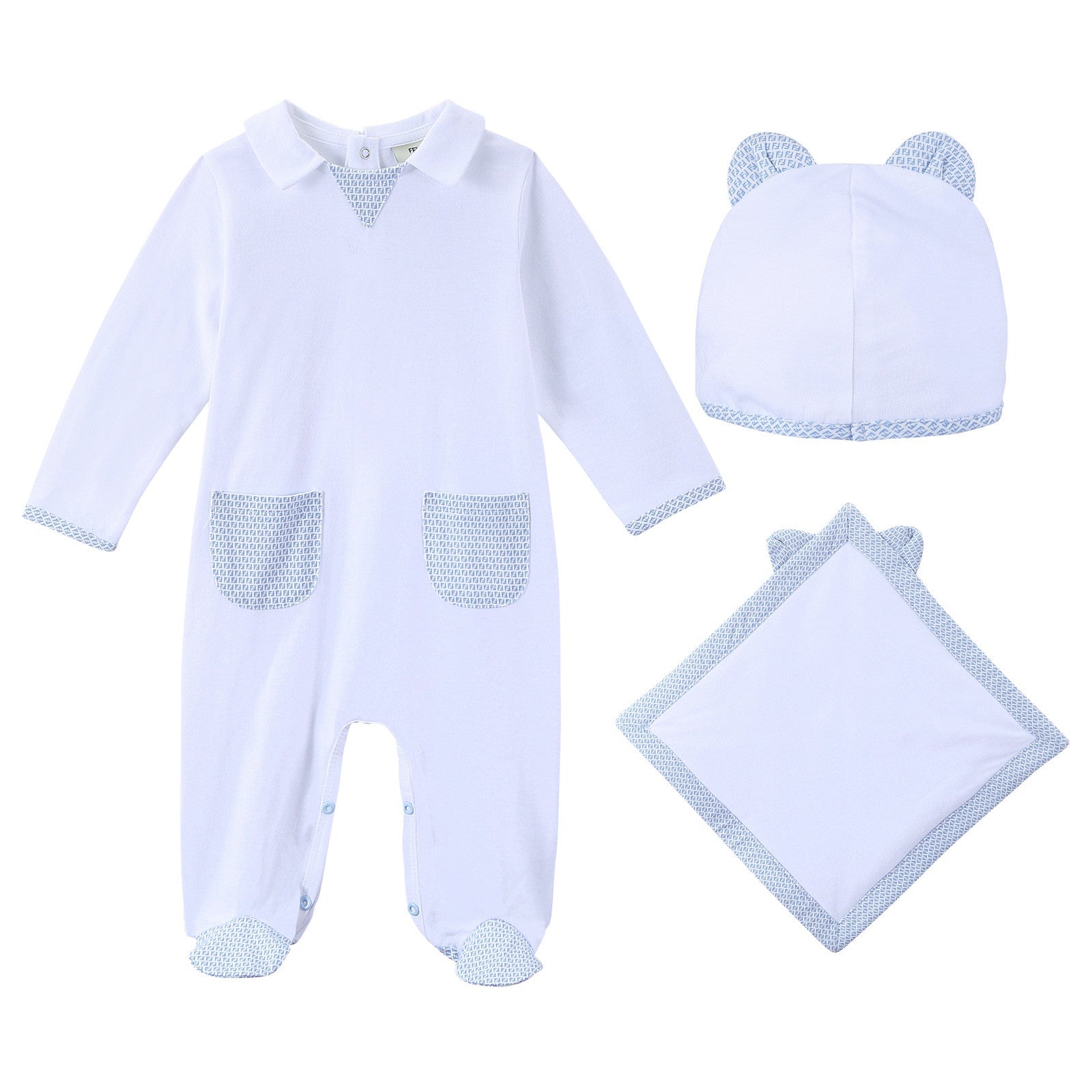 Baby Boys White Cotton Pyjama&Kit - CÉMAROSE | Children's Fashion Store - 1