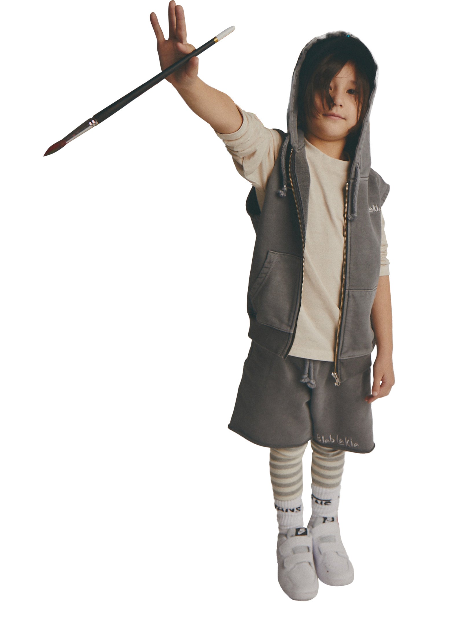 Boys & Girls Grey Logo Cotton Shorts