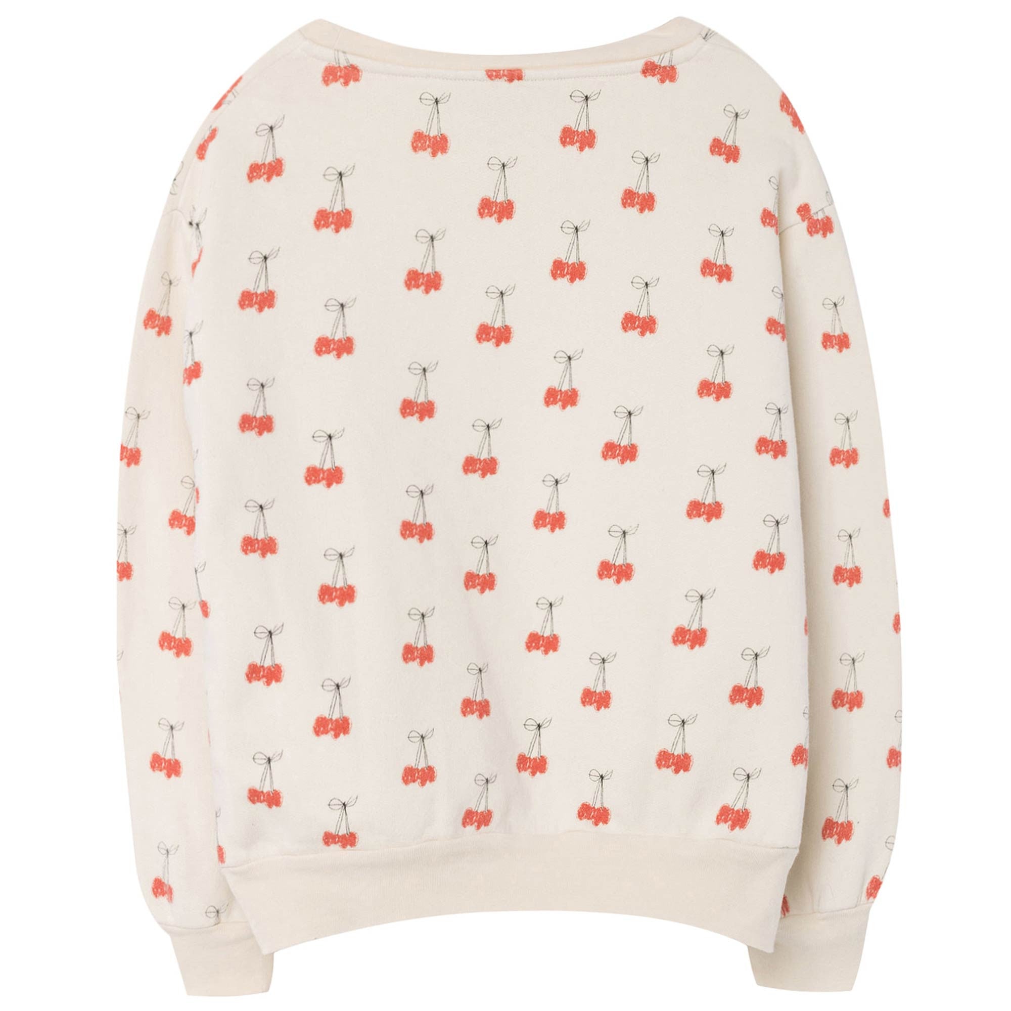 Girls White Cherries Cotton Sweatshirt
