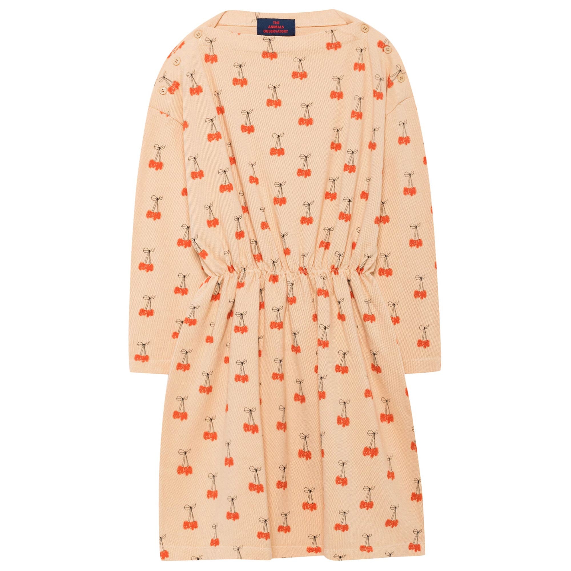 Girls Cream Cherries Printed Dress