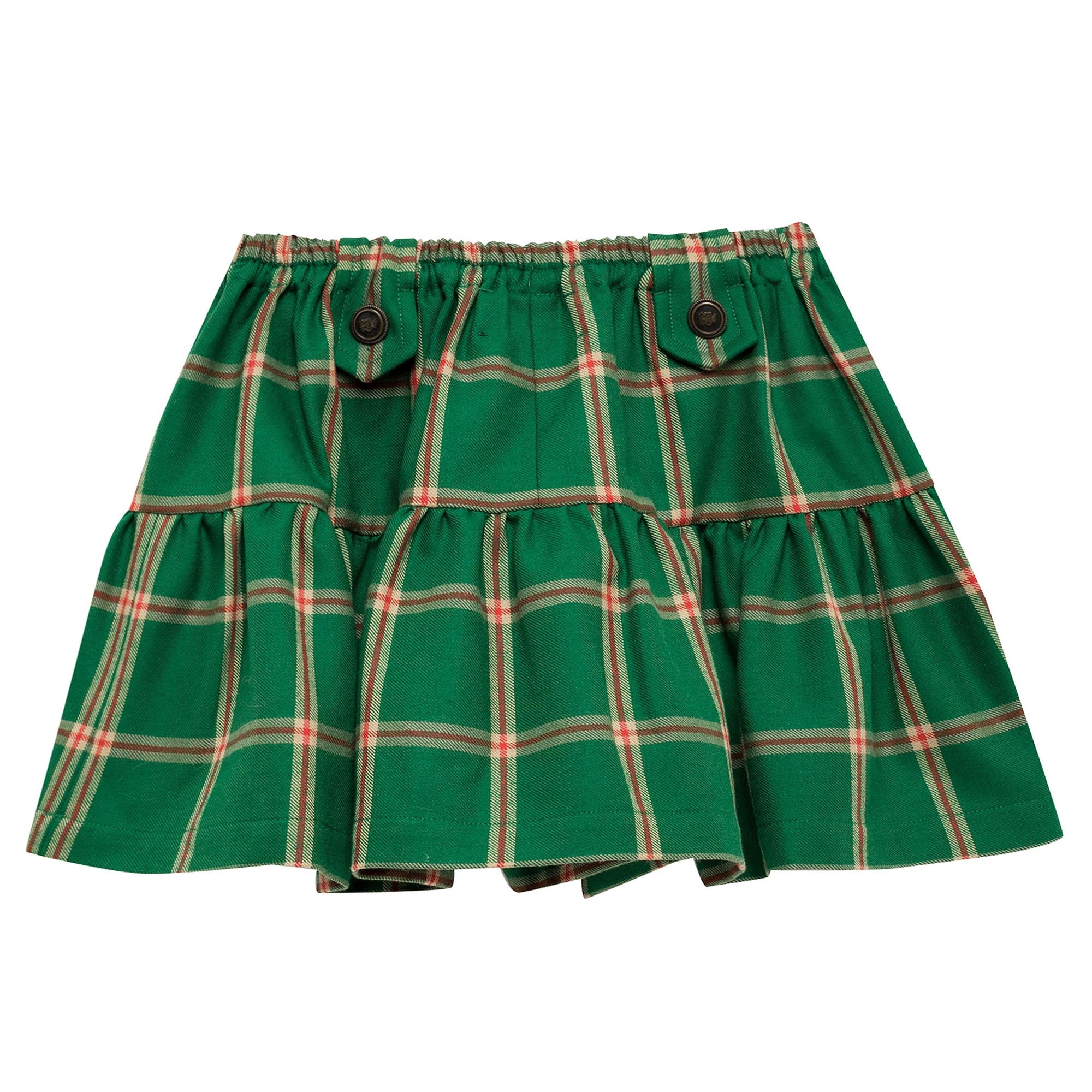 Girls Green Checked Skirt
