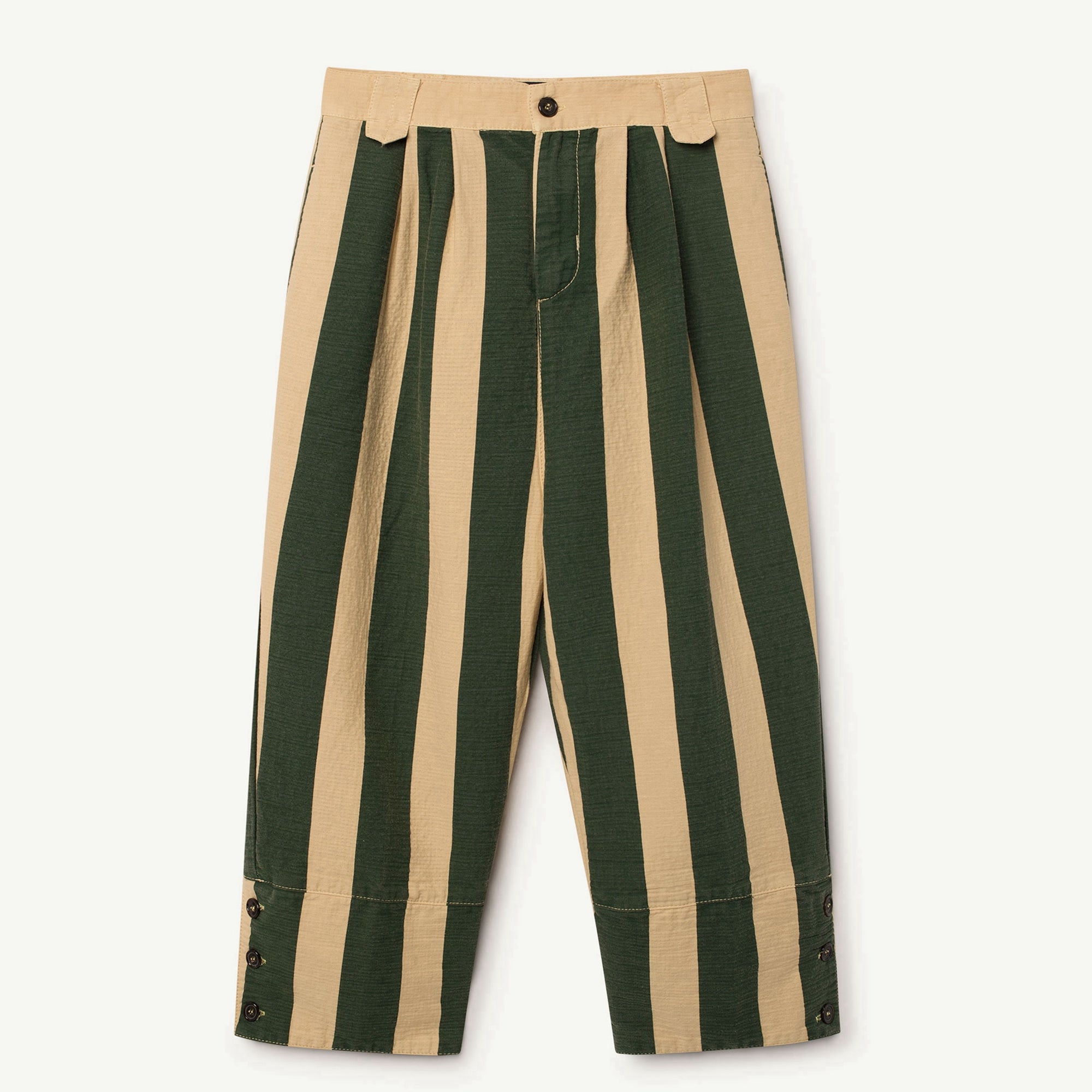 Girls & Boys Yellow Maroon Striped Cotton Trousers