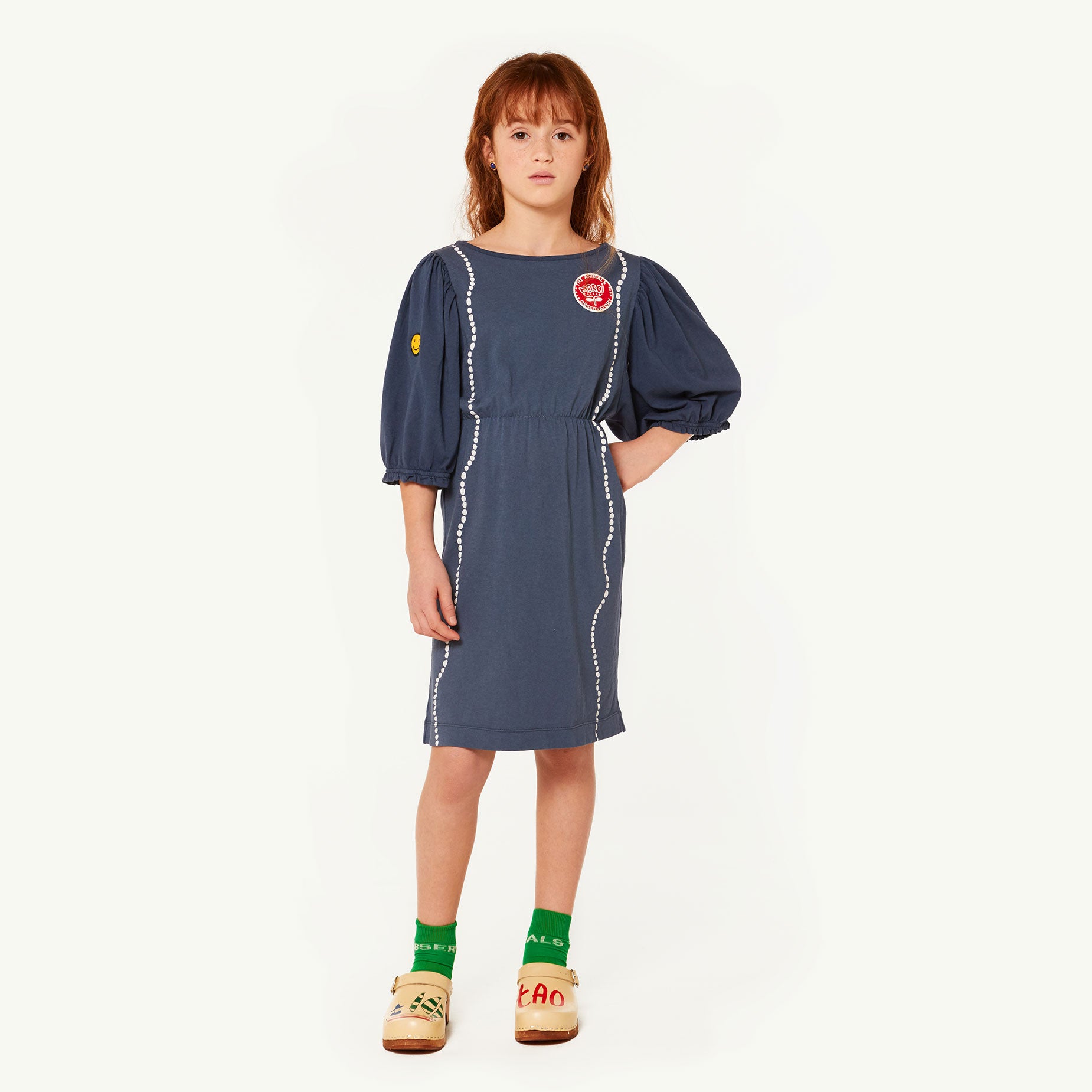 Girls Blue Shells Cotton Dress