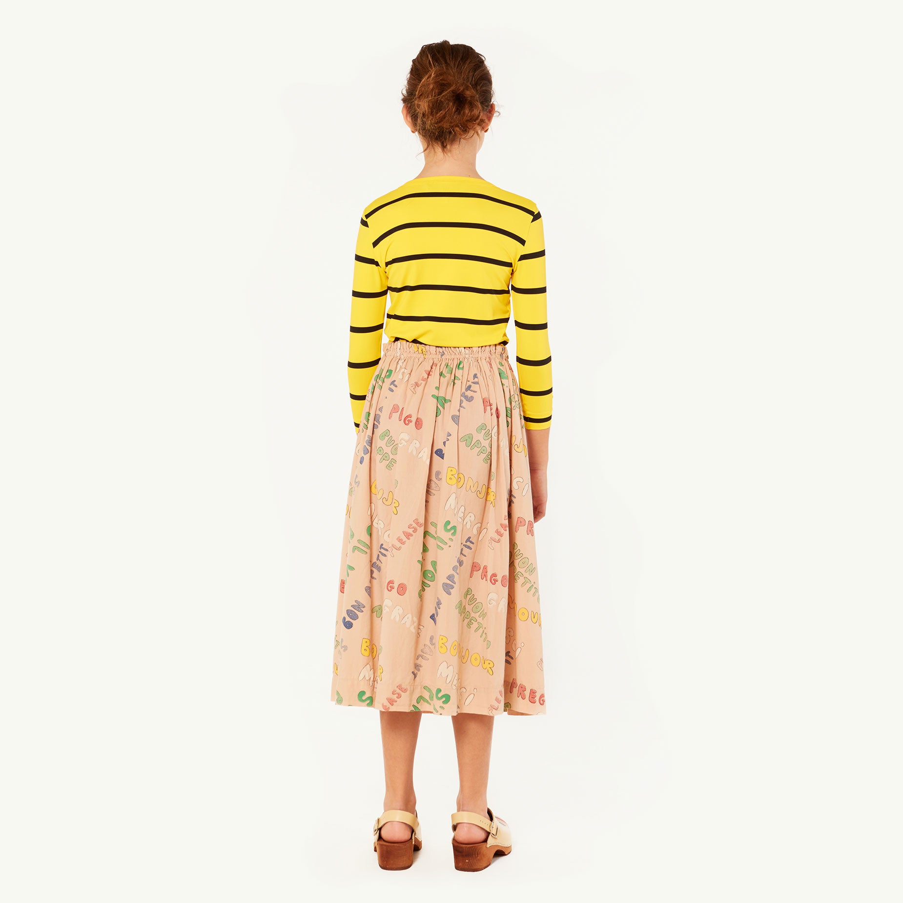 Girls Yellow Stripes Cotton T-shirt