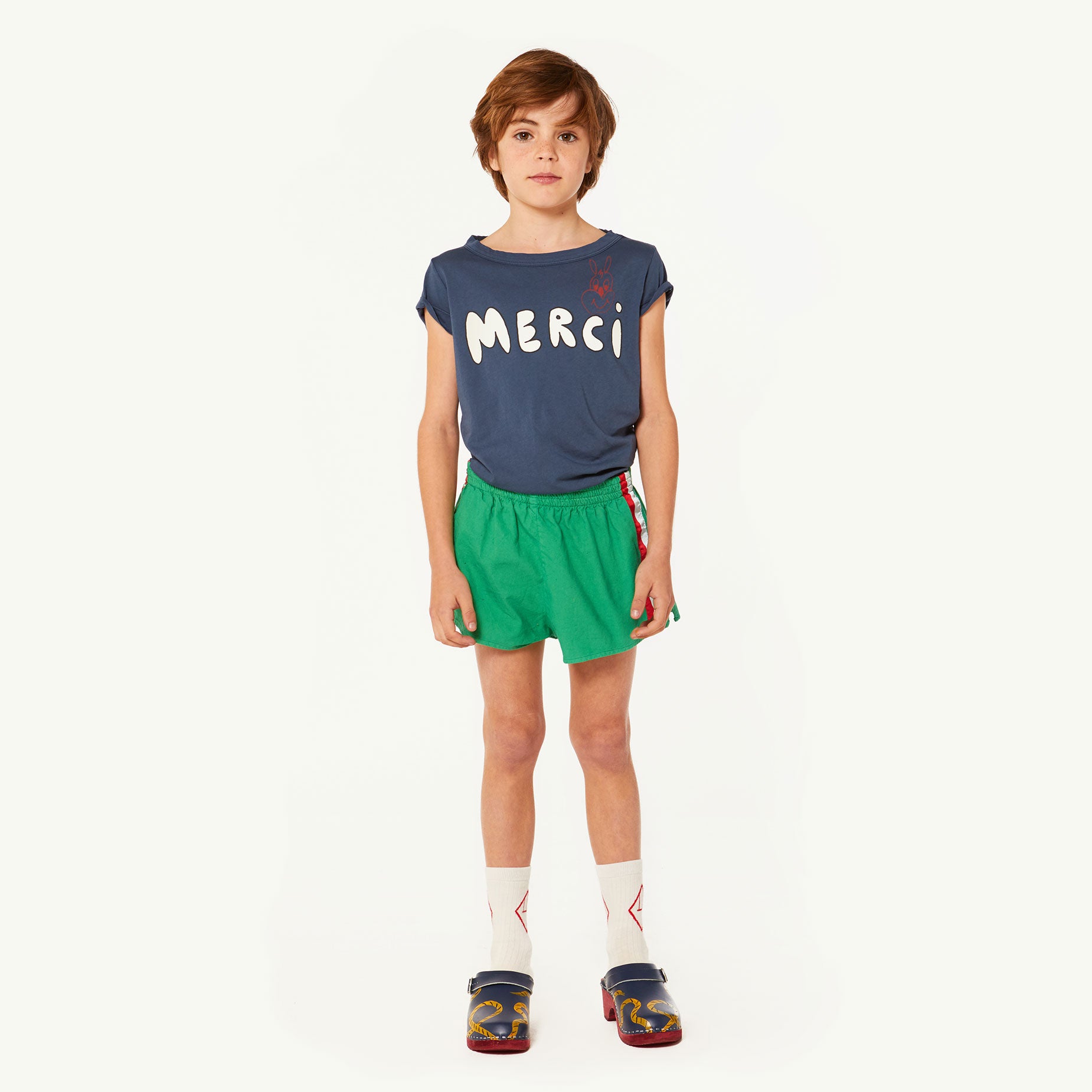 Girls & Boys Green Rabbit Cotton Shorts