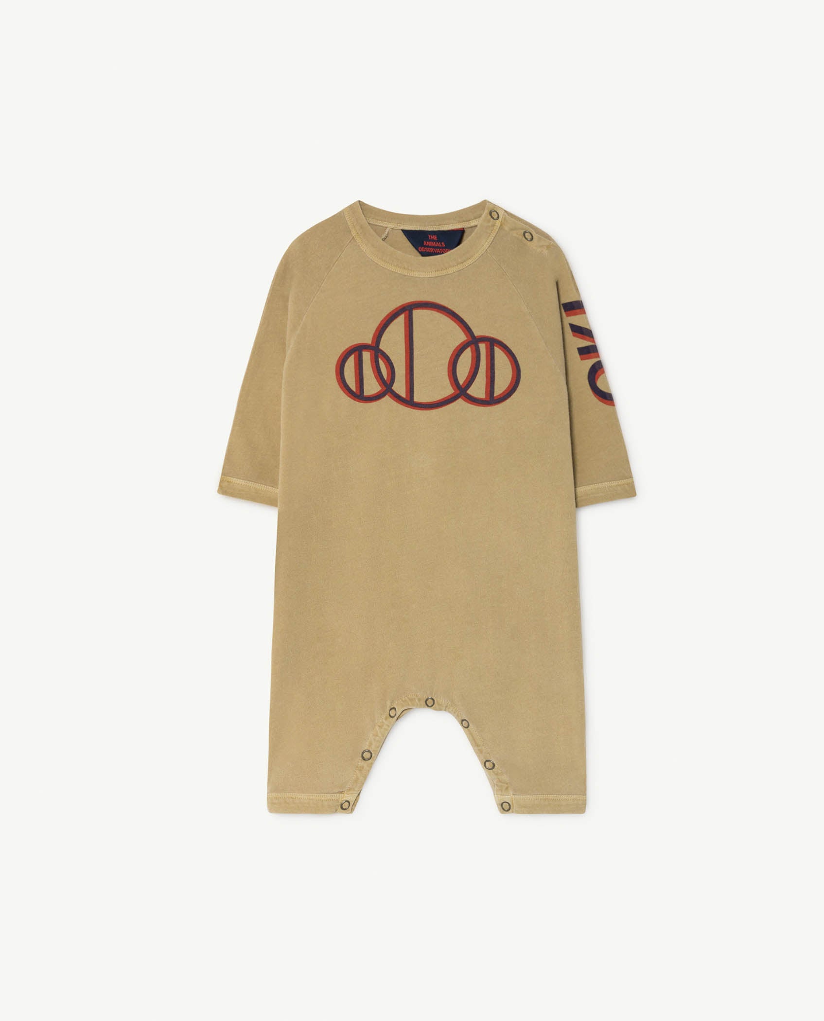 Baby Boys & Girls Khaki Printed Cotton Babysuit