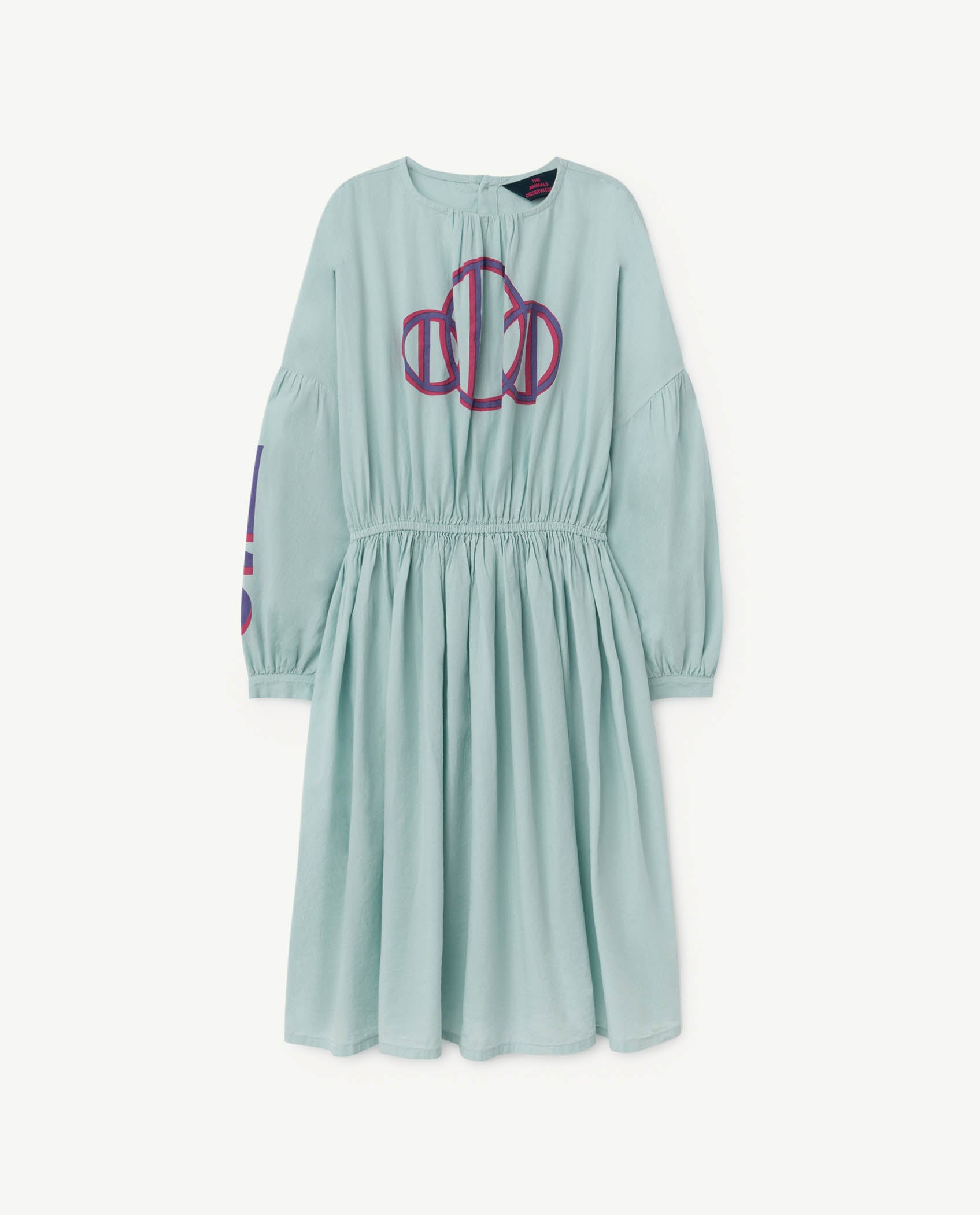 Girls Blue Circles Waist Cotton Dress
