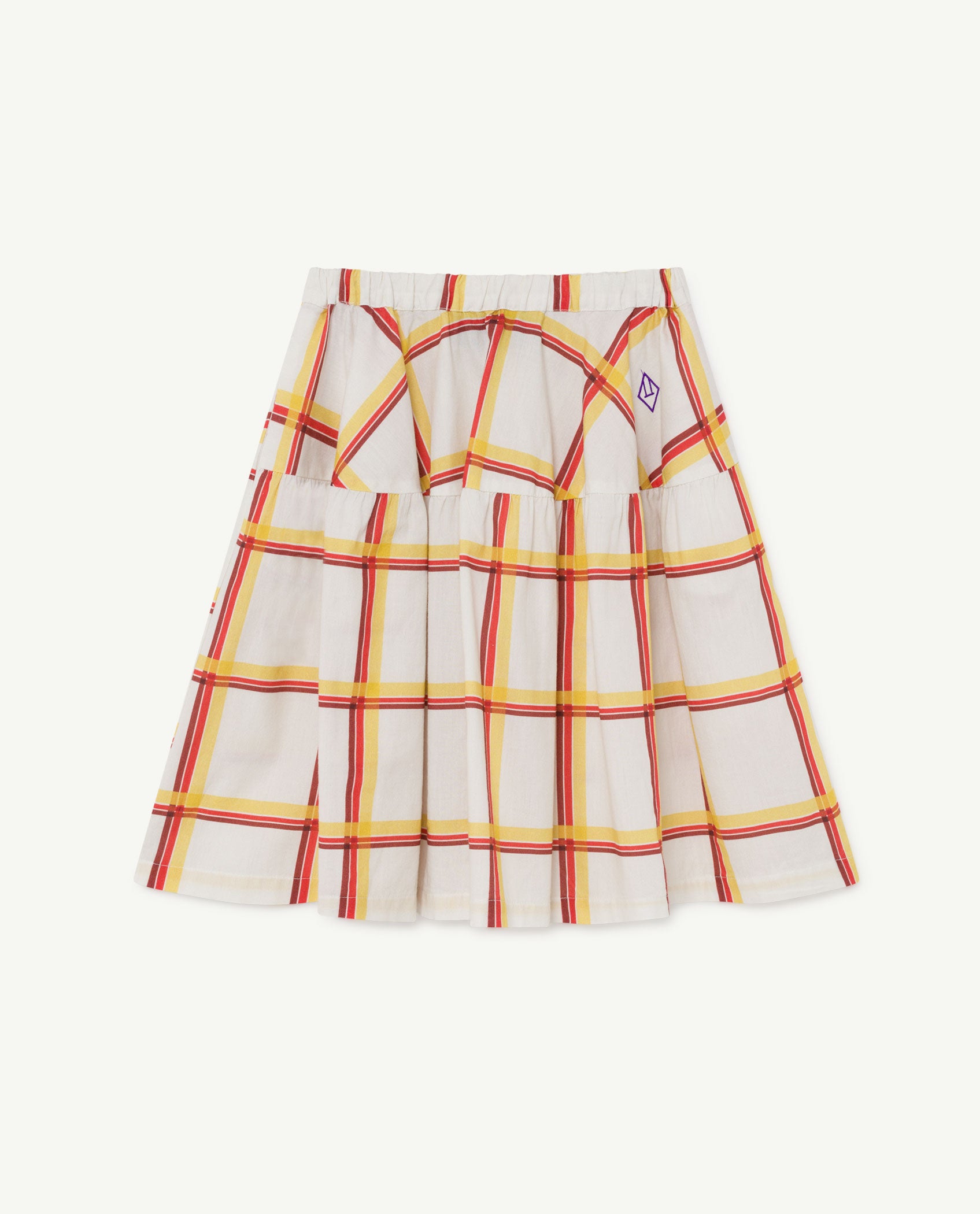 Girls Beige Check Cotton Skirt
