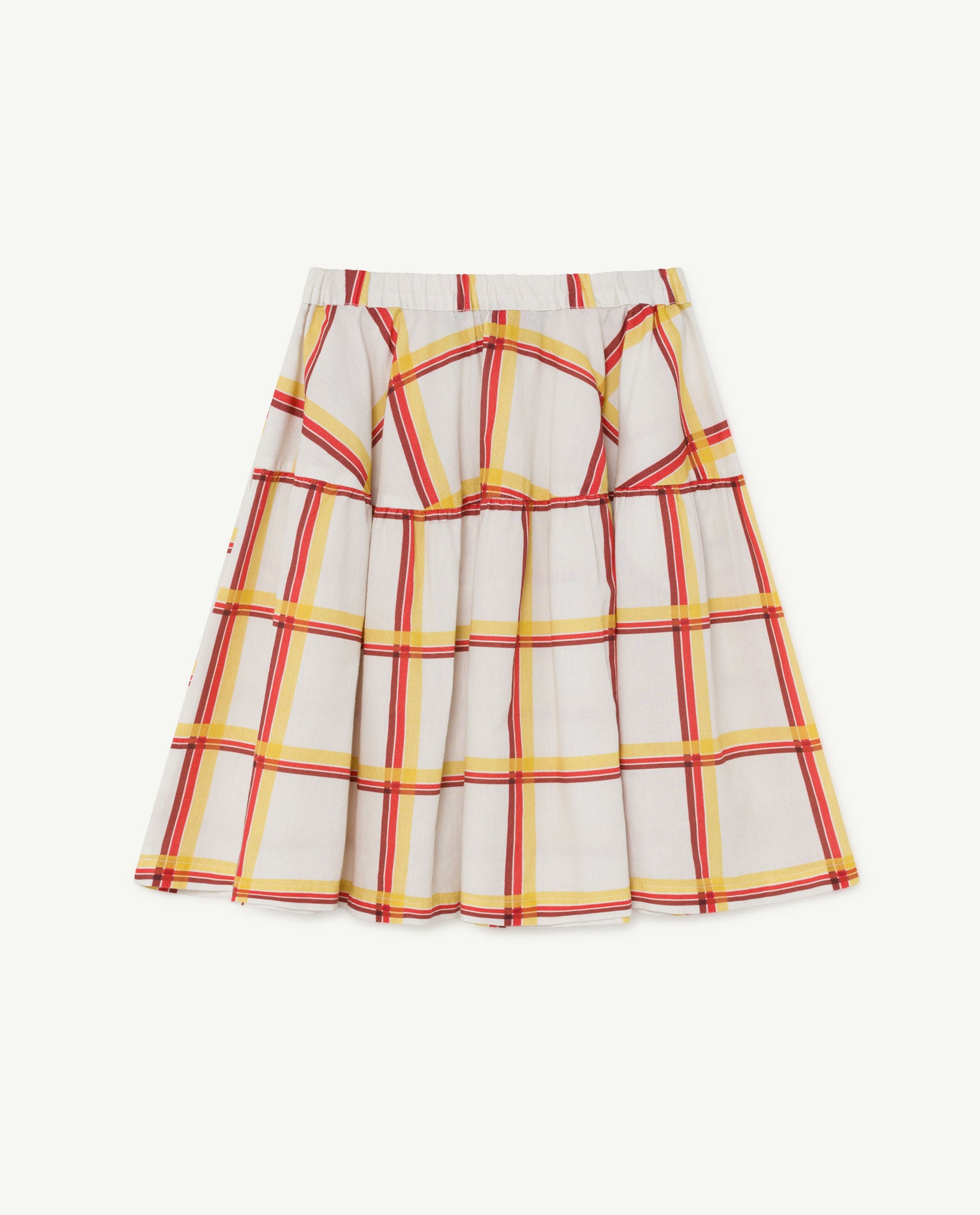 Girls Beige Check Cotton Skirt