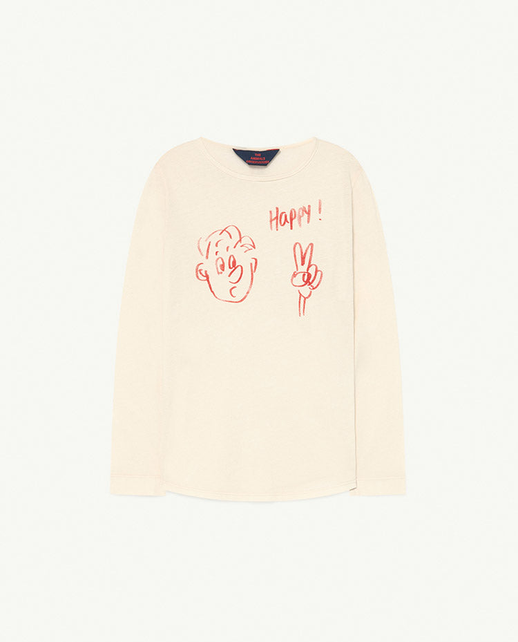 Boys & Girls White Happy Print Cotton T-Shirt